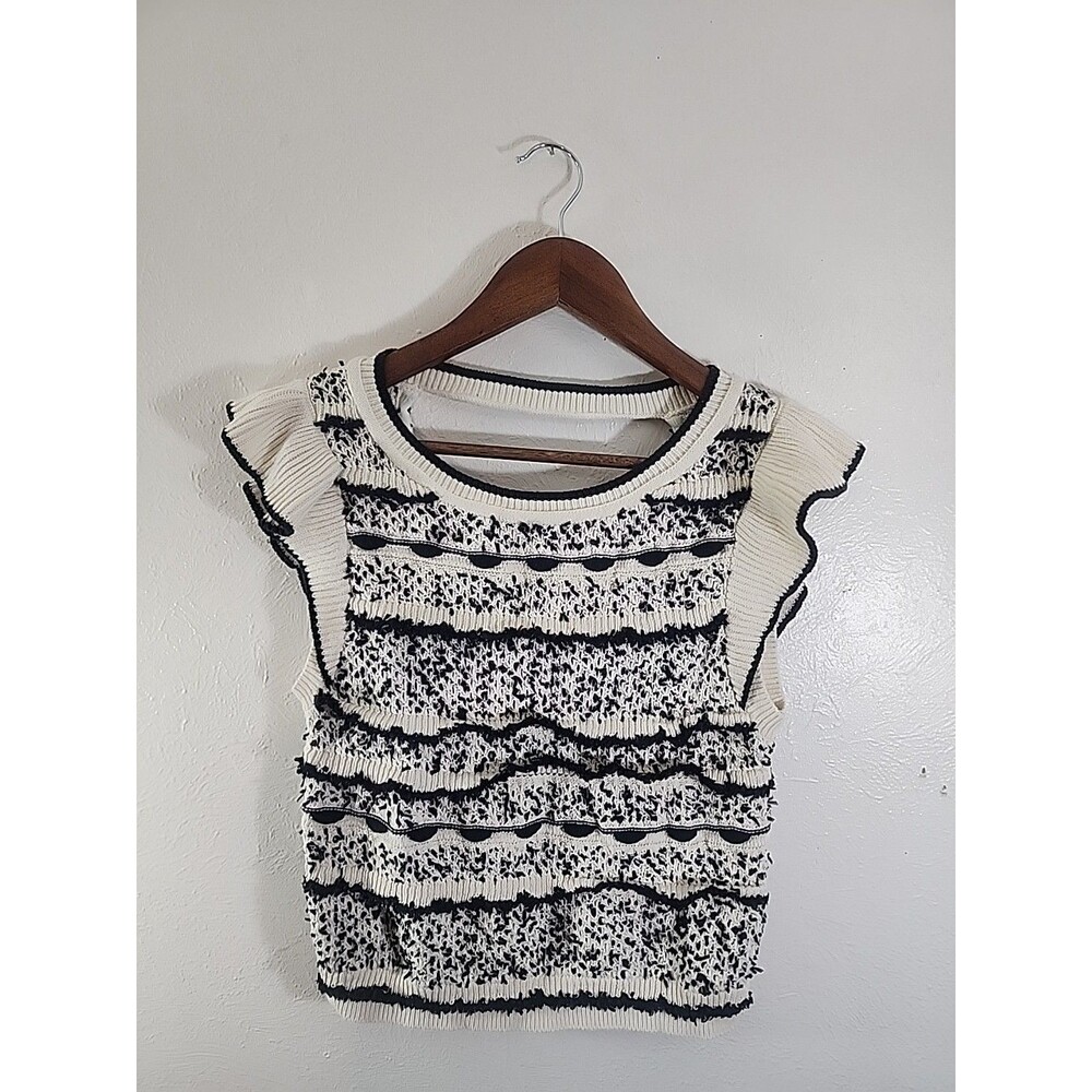 Anthropologie Fluttersleeve Open Back Cropped Sweater Size S